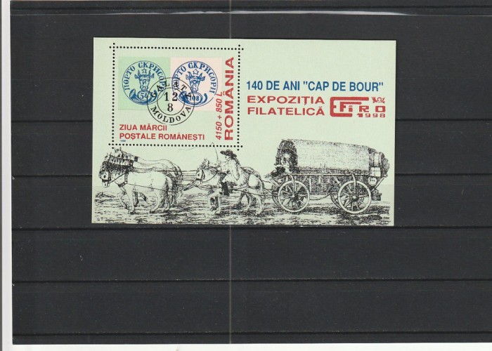 ROMANIA 1998 LP 1461 ZIUA MARCII POSTALE COLITA MNH NESTAMPILATA