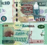 Bancnota Zambia 10 Kwacha 2018 UNC Africa, Neutilizata