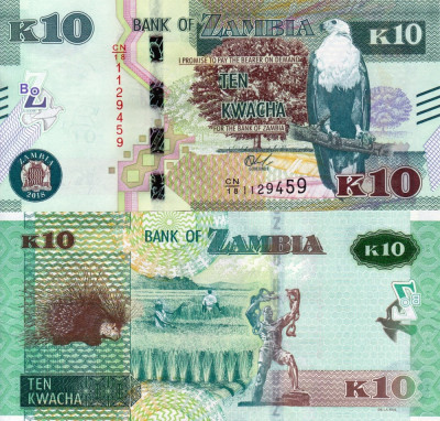 ZAMBIA 10 kwacha 2018 UNC!!! foto