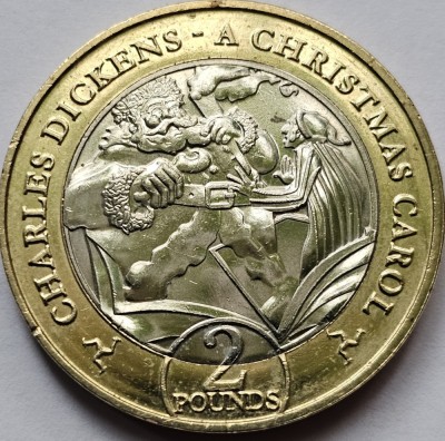 2 pounds 2020 Isle of Man, Christmas Carol - Ghost of Christmas Present, km#1686 foto
