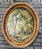 pictura tablou ulei peisaj natura rama ghips ipsos forma ovala