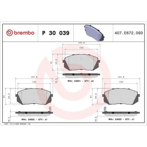 Placute frana Hyundai Kona (Os Ose Osi) 06.17-04.23, Kona Box/Suv (Os Ose Osi) 06.17-; Kia Carens 3 Mpv (Un) 05.06-12.13, Sportage 2 (Je Km) 09.04-05