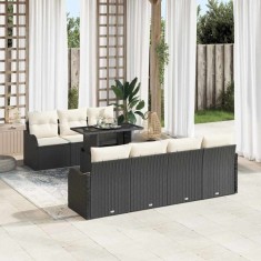 vidaXL Set de canapele pentru grădină 8 pcs Negru 100 x 55 x 73 cm 3357140