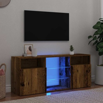 vidaXL Dulap TV cu lumini LED lemn vechi 120x30x50 cm lemn prelucrat foto