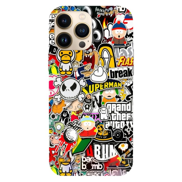 Husa compatibila cu Apple iPhone 14 Pro Max model Cartoon Stickers, Silicon, TPU, Viceversa