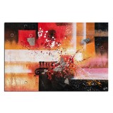 Tablou pictat manual abstract , NO NAME, 90x60cm ulei pe panza in relief efect 3D, gata de agatat pe perete
