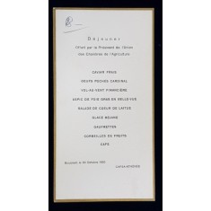 RESTAURANT CAPSA - ATHENEE , DEJUN OFERIT DE PRESEDINTELE UNIUNII CAMERELOR DE AGRICULTURA , 20 OCT. , 1930
