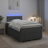 Cumpara ieftin Pat boxspring cu saltea Gri inchis 120 x 190 cm Tesatura