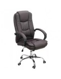 Scaun directorial OFF 429, piele ecologica, pivontant, rotire 360, baza cromata, 110 kg, maro