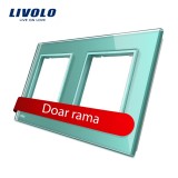 Cumpara ieftin Rama dubla pentru priza Livolo din sticla verde, finisaj elegant