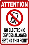 No Electronic Devices Allowed Beyond This Point Sign