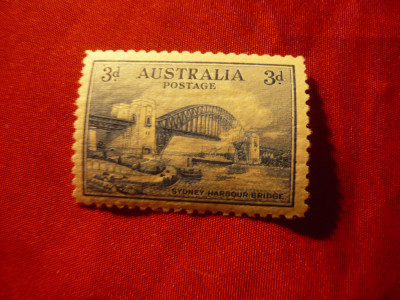 Timbru Australia 1932 -3C albastru- Pod in Port Sidney foto