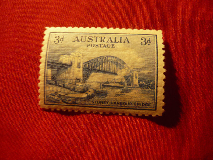 Timbru Australia 1932 -3C albastru- Pod in Port Sidney
