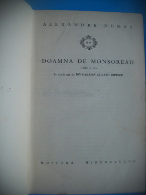 HOPCT ALEXANDRE DUMAS -DOAMNA DE MONSOREAU-VOL II -1964-446 PAGINI foto