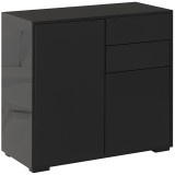 HOMCOM Sifonier de Depozitare cu 2 Sertare, 2 Uși, cu Centură de Siguranță, pentru Sufragerie, Dormitor, 79 x 36 x 74 cm, Negru | Aosom Romania