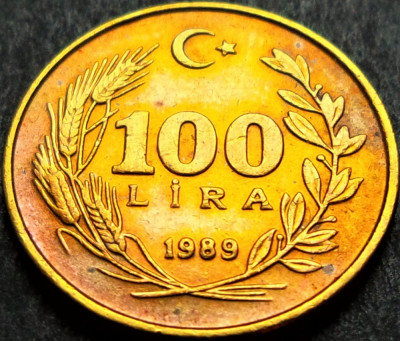 Moneda 100 LIRE - TURCIA, anul 1989 * cod 1144 A foto