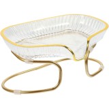 Savoniera cu Suport, Sistem de Scurgere a Apei, Margine Aurie, 14 x 8.5 x 9 cm, din TPE, Transparent