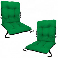 Set 2 Perne sezut/spatar pentru scaun de gradina sau balansoar, 50x50x55 cm, culoare verde