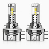Set 2 Becuri LED Auto H15 30000LM DRL Faza Lunga Scurta 6000K Canbus Turbo Fan Plug &amp; Play IP68 Aluminiu, Canbus, fara eroare de bec ars AutoREY&reg;