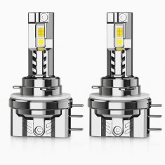 Set 2 Becuri LED Auto H15 30000LM DRL Faza Lunga Scurta 6000K Canbus Turbo Fan Plug &amp; Play IP68 Aluminiu, Canbus, fara eroare de bec ars AutoREY&reg;