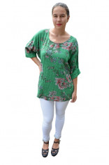 Bluza dama Eda cu imprimeu floral,din bumbac,nuanta de verde foto