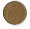 Moneda 5 cents 1980 - Trinidad Tobago, America Centrala si de Sud, Cupru-Nichel