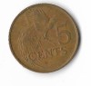 Moneda 5 cents 1980 - Trinidad Tobago, Africa, Cupru (arama)