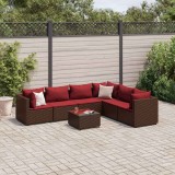 VidaXL Set mobilier de grădină cu perne, 7 piese, maro, poliratan 3308149