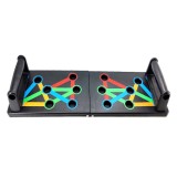 Placa multifunctionala fitness pentru flotari, 10 pozitii, pliabil, plastic, negru, Oem