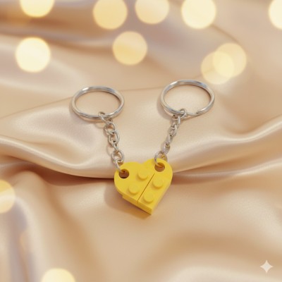 Set 2 brelocuri , forma de inima completa, galben foto