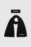 Karl Lagerfeld fular culoarea negru, uni, A4W33027
