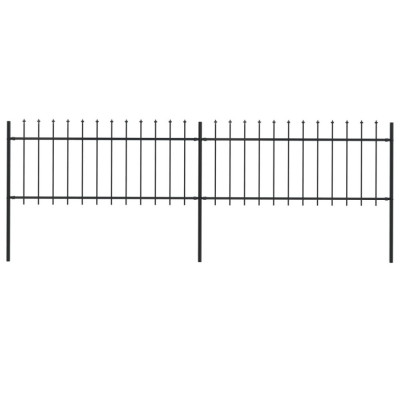 vidaXL Gard de grădină cu v&amp;acirc;rf suliță, negru, 3,4 x 0,8 m, oțel foto