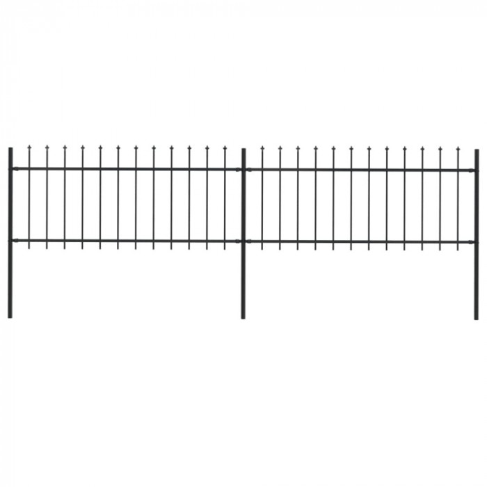 vidaXL Gard de grădină cu v&acirc;rf suliță, negru, 3,4 x 0,8 m, oțel
