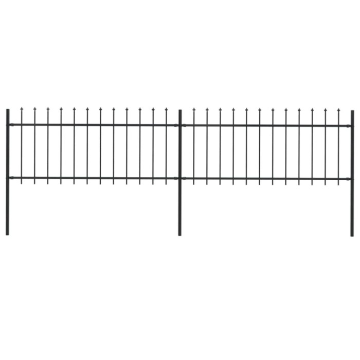 vidaXL Gard de grădină cu v&acirc;rf tip suliță din oțel, 359x80 cm, negru
