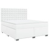 Cumpara ieftin Pat box spring cu saltea, alb, 180x200 cm, piele ecologica