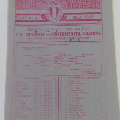 Program meci fotbal PETROLUL PLOIESTI - UNIVERSITATEA CRAIOVA (30.04.1983)