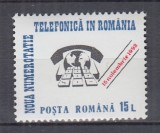 ROMANIA 1992 LP 1305 NOUA NUMEROTATIE TELEFONICA IN ROMANIA MNH, Nestampilat