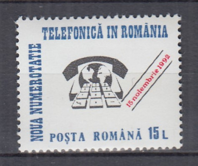 ROMANIA 1992 LP 1305 NOUA NUMEROTATIE TELEFONICA IN ROMANIA MNH foto