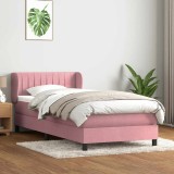 VidaXL Pat box spring cu saltea, roz, 80x220 cm, catifea 3317720