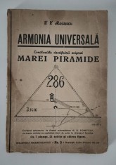 Carte veche V V Moisescu Armonia Universala Concluziile descifrarii enigmei Marei Piramide carte rara Lipsa planse