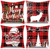 Set de 4 fete de perna de Craciun Sumtoco, rosu/negru, textil, 45 x 45 cm