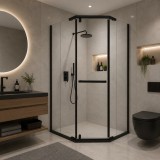 Paravan dus walk-in 90x90x190 cm cu sticla securizata 6 mm, negru