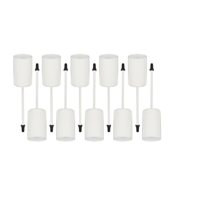 Set 10 suporturi pentru lumanari, 10 x 2.5 cm, metal, alb