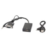 Lanberg adapter VGA(M) + audio 3.5mm -&amp;gt; HDMI(F) 20cm