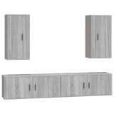 Cumpara ieftin Set dulapuri TV, 4 piese, gri sonoma, lemn prelucrat