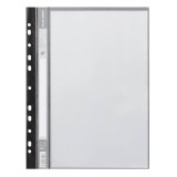 Dosar Plastic A4, 10 Folii Transparente, Margine Găurită, Copertă Neagră