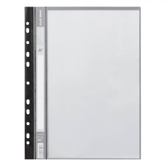 Dosar Plastic A4, 10 Folii Transparente, Margine Găurită, Copertă Neagră