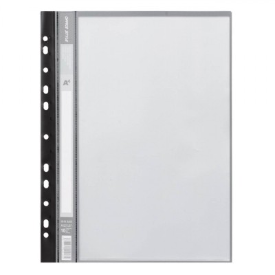 Dosar Plastic A4, 10 Folii Transparente, Margine Găurită, Copertă Neagră foto