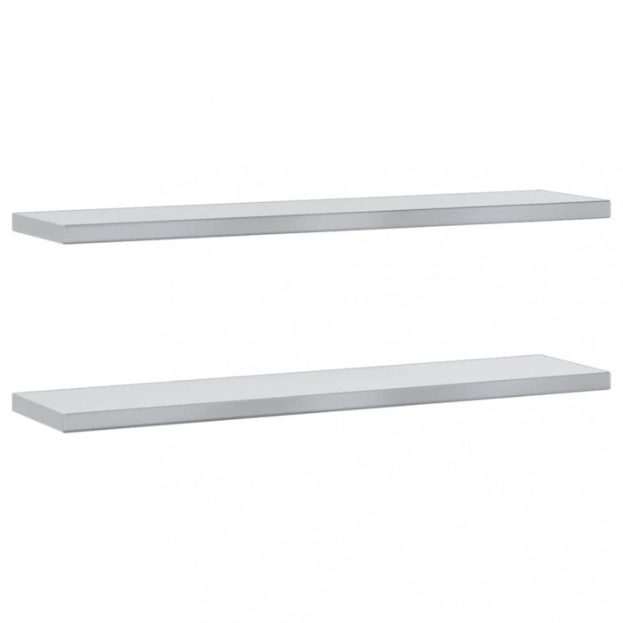 Rafturi de perete 2 buc. 100x23,5x3 cm argintiu otel inoxidabil