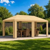 Foisor pentru Gradina 6 x 3 m Crem Poliester si otel 190 gsm
